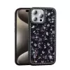 Apple İphone 15 Pro Kılıf Taşlı Ve Simli Tasarım Lopard Azra Kapak
