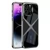 iPhone 15 Pro Kılıf Ultra İnce Kamera Korumalı PC + Deri Arka Yüzey  X-Pro Kapak