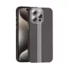 Apple İphone 15 Pro Max Kılıf Magsafe Şarj Karbon Fiber Görünümlü Hafif Sağlam Lopard Gros Kapak Telefon Kılıfı