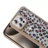 Apple İphone 15 Pro Max Kılıf Taşlı Ve Simli Tasarım Lopard Azra Kapak
