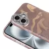 Apple İphone 16 Plus Kılıf Airbagli Parlak Taş Detay Tasarımlı Lopard Esila Kapak