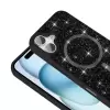 Apple İphone 16 Pro Kılıf Pırlanta Tasarımlı Magsafe Şarj Özellikli Lopard Mozaik Silikon Kapak