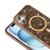 Apple İphone 16 Pro Kılıf Pırlanta Tasarımlı Magsafe Şarj Özellikli Lopard Mozaik Silikon Kapak