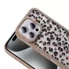 Apple İphone 16 Pro Kılıf Taşlı Ve Simli Tasarım Lopard Azra Kapak