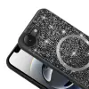 Apple İphone 16e Kılıf Pırlanta Tasarımlı Magsafe Şarj Özellikli Lopard Mozaik Silikon Kapak