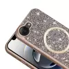 Apple İphone 16e Kılıf Pırlanta Tasarımlı Magsafe Şarj Özellikli Lopard Mozaik Silikon Kapak