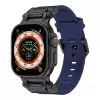 Apple Watch 42mm  KRD-101 Titanyum Metal Başlıklı Silikon Kordon