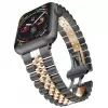 Apple Watch 44mm Parlak Çift Renk Metal Kordon Krd-36 Saat Kayışı