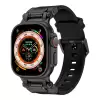 Apple Watch 7 45mm  KRD-101 Titanyum Metal Başlıklı Silikon Kordon