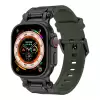 Apple Watch 7 45mm  KRD-101 Titanyum Metal Başlıklı Silikon Kordon