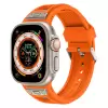 Apple Watch Ultra 49mm  KRD-117 Hava Alabilen Delikli Metal Süslemeli Desenli Silikon Kordon