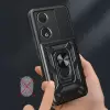 Honor 90 Kılıf Magnetik Standlı Kamera Korumalı Lopard Sürgülü Kamera Korumalı Yüzüklü Tasarım Armor Vega