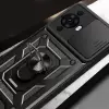 Huawei Nova 12s Kılıf Magnetik Standlı Kamera Korumalı Lopard Sürgülü Kamera Korumalı Yüzüklü Tasarım Armor Vega