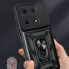 İnfinix Note 30 Pro Kılıf Magnetik Standlı Kamera Korumalı  Sürgülü Kamera Korumalı Sürgülü Yüzüklü Tasarım Armor Vega