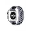Lopard Apple Watch 38mm Ayarlı Delikli Silikon Kordon - Gri-siyah