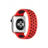 Lopard Apple Watch 38mm Ayarlı Delikli Silikon Kordon - Kırmızı-siyah