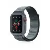 Lopard Apple Watch 38mm Hasırlı Cırtcırtlı Kasalı Kordon - Gri-turkuaz