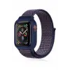 Lopard Apple Watch 38mm Hasırlı Cırtcırtlı Kasalı Kordon - Lacivert-mürdüm