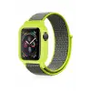 Lopard Apple Watch 38mm Hasırlı Cırtcırtlı Kasalı Kordon - Yeşil