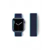 Lopard Apple Watch 38mm Hasırlı Cırtcırtlı Kordon - Mavi-lacivert