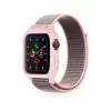 Lopard Apple Watch 42mm Hasırlı Cırtcırtlı Kasalı Kordon - Pembe