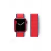 Lopard Apple Watch 42mm Hasırlı Cırtcırtlı Kordon - Kırmızı