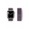 Lopard Apple Watch 42mm Hasırlı Cırtcırtlı Kordon - Pembe