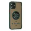 Lopard İphone 12 Kılıf Montreal Yüzüklü Silikon Kapak - Yeşil