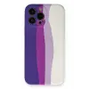 Lopard İphone 13 Pro Kılıf Ebruli Lansman Silikon - Mor-beyaz