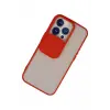 Lopard İphone 13 Pro Kılıf Palm Buzlu Kamera Sürgülü Silikon - Kırmızı
