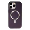 Lopard İphone 14 Pro Max Kılıf Coco Deri Magneticsafe Silikon - Derin Mor