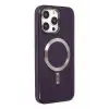 Lopard İphone 14 Pro Max Kılıf Coco Deri Magneticsafe Silikon - Derin Mor