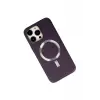 Lopard İphone 14 Pro Max Kılıf Coco Deri Magneticsafe Silikon - Derin Mor