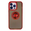 Lopard İphone 15 Pro Kılıf Montreal Yüzüklü Silikon Kapak - Kırmızı