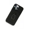 Lopard İphone 15 Pro Kılıf Pars Lens Yüzüklü Silikon - Siyah