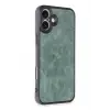 Lopard İphone 16 Plus Kılıf Aras Deri Kapak - Koyu Yeşil