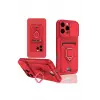 Lopard İphone 16 Pro Kılıf Zuma Kartvizitli Yüzüklü Silikon - Kırmızı