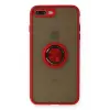 Lopard İphone 7 Plus Kılıf Montreal Yüzüklü Silikon Kapak - Kırmızı