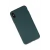 Lopard İphone Xs Max Kılıf Nano İçi Kadife Silikon - Koyu Yeşil