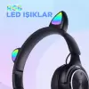 Lopard M6 Pro Cat RGB Led Işıklı Kedi Kulağı Band Tasarımlı Ayarlanabilir ve Katlanabilir Kulak Üstü Bluetooth Kulaklık