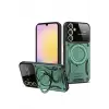 Lopard Samsung Galaxy A35 5g Kılıf Joy Lens Standlı Kapak - Koyu Yeşil