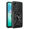 Oppo A60 Kılıf Magnetik Standlı Kamera Korumalı Lopard Sürgülü Kamera Korumalı Yüzüklü Tasarım Armor Vega