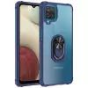 Samsung Galaxy A12 Kılıf Lopard Military Armor Köşe Korumalı Şeffaf Metal Yüzüklü Standlı Mola Zırhlı