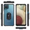 Samsung Galaxy A12 Kılıf Lopard Military Armor Köşe Korumalı Şeffaf Metal Yüzüklü Standlı Mola Zırhlı
