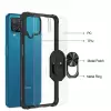 Samsung Galaxy A12 Kılıf Lopard Military Armor Köşe Korumalı Şeffaf Metal Yüzüklü Standlı Mola Zırhlı
