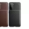 Samsung Galaxy S21 Plus Kılıf Lopard Kamera Korumalı Karbon Desenli Negro Kapak Orijinal Yüzey Kılıf