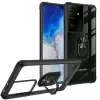 Samsung Galaxy S21 Ultra Kılıf Lopard Military Armor Köşe Korumalı Şeffaf Metal Yüzüklü Standlı Mola Zırhlı