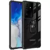 Samsung Galaxy S21 Ultra Kılıf Lopard Military Armor Köşe Korumalı Şeffaf Metal Yüzüklü Standlı Mola Zırhlı