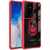 Samsung Galaxy S21 Ultra Kılıf Lopard Military Armor Köşe Korumalı Şeffaf Metal Yüzüklü Standlı Mola Zırhlı