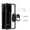 Samsung Galaxy S21 Ultra Kılıf Lopard Military Armor Köşe Korumalı Şeffaf Metal Yüzüklü Standlı Mola Zırhlı